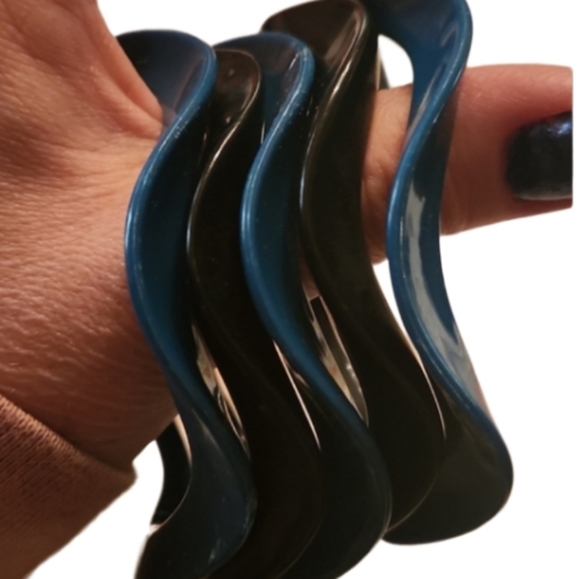 5 wavy plastic bangles 80s - Picture 1 of 10